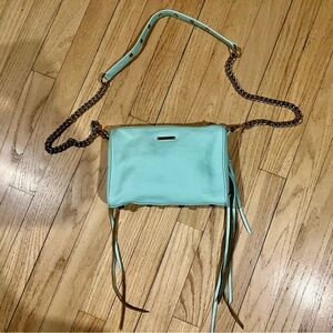 REBECCA MINKOFF CROSSBODY BAG / STUDDED / FRINGE / TIFFANY BLUE